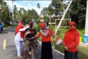 Jelang HUT RI ke-75, Polindes Kote Sakti Bersama Posyandu Cempaka Putih Berbagi Bendera dan Masker