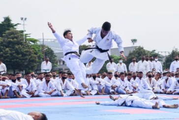 Peringati HUT Ke-50, Ketua Umum INKAI Berlatih Karate Bersama Prajurit Petarung Pasmar 1