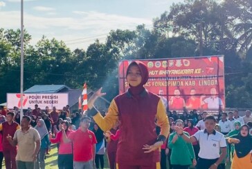 Polres Lingga Gelar Senam Bersama Forkopimda dan Masyarakat di Singkep Barat