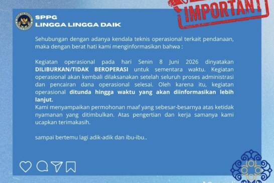 SPPG Lingga Lingga Daik di Bawah Yayasan Pasundan Bakti Pertiwi Hentikan Sementara Operasional